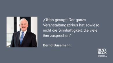 Busemann: „Es geht auch, wenn wir einen Gang zurückschalten“